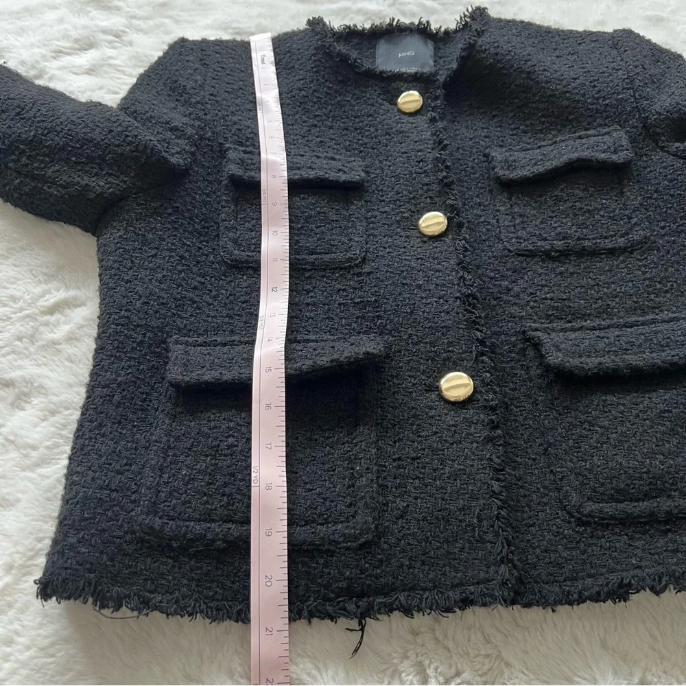 Mango Tweed Jacket Blazer with Fried Ends sz Large_12